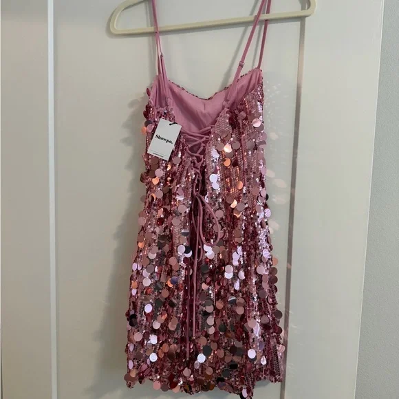 Showpo Pink Sequin Mini Dress - Picture 2 of 4